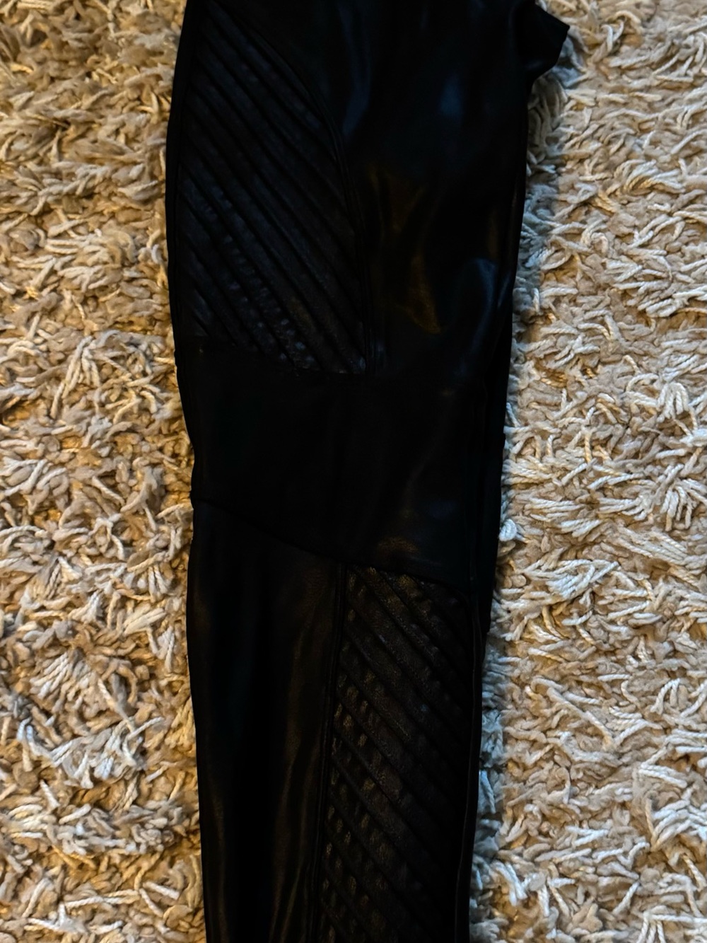 SPANX Black Quilted Faux Leather Leggings - Picture 4 of 8
